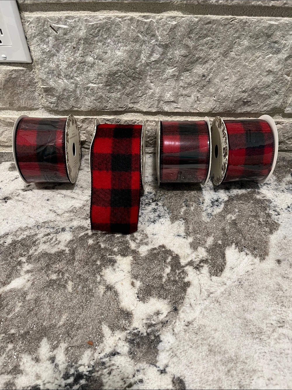 NEW Lot of 4 Dillards Red and Black Buffalo Plaid Holiday Ribbon